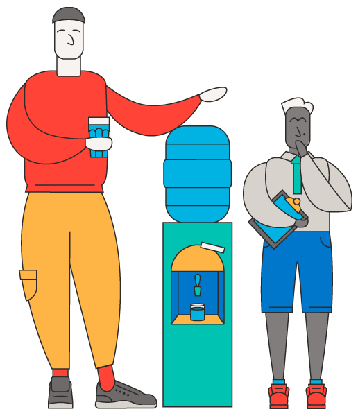 illustrated workers taking a water break